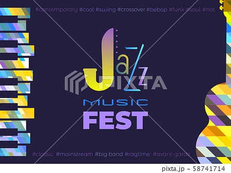 Jazz music fest flat color vector poster template Jazz music fest flat color vector poster template 58741714