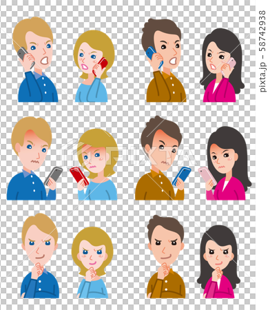 Illustration of couple facial expressions Illustration of couple facial expressions 58742938