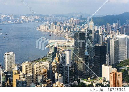 Hong Kong city skyline view from the Victoria peak. 58743595