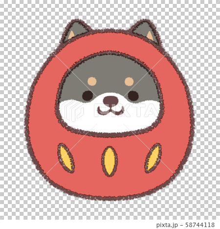 だるま黒柴犬 背景なしのイラスト素材 だるま黒柴犬 背景なしのイラスト素材