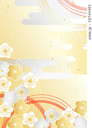 新年　年賀状　背景　金銀梅　水引 58744465