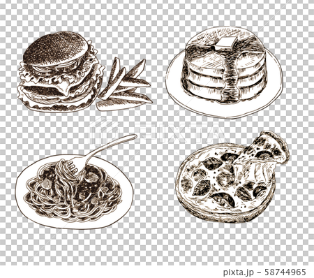 Snack line drawing - Stock Illustration [58744965] - PIXTA