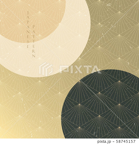 Japanese template with geometric pattern vector. Circle illustration with oriental background. Japanese template with geometric pattern vector. Circle illustration with oriental background. 58745157