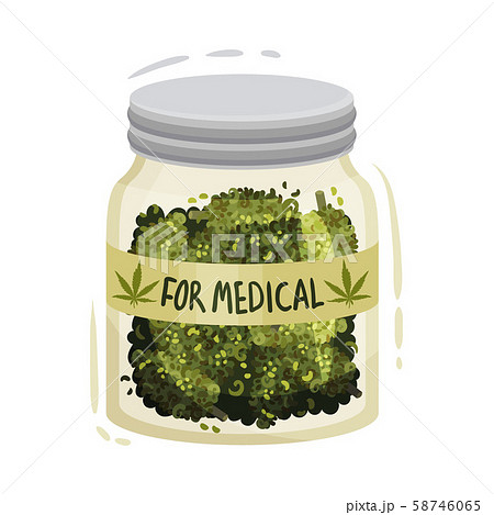 Dry Cannabis Plant In Jar For Medical Purpose のイラスト素材