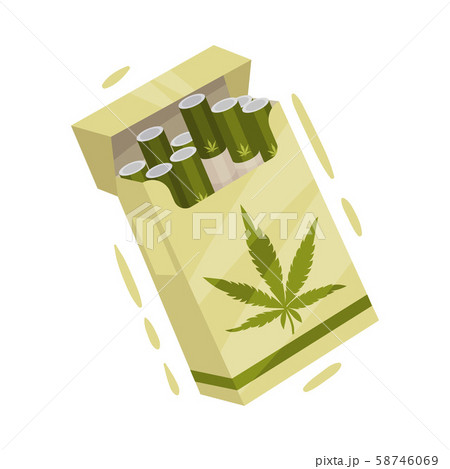 Cannabis Cigaratte Packet Full Of Joints Vector のイラスト素材