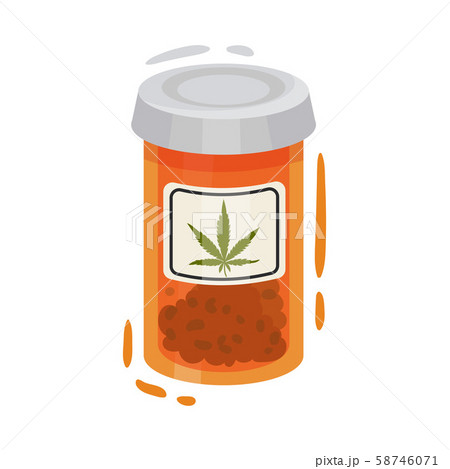 Dry Cannabis Plant In Jar For Medical Purpose Vector Illustrated Object 58746071