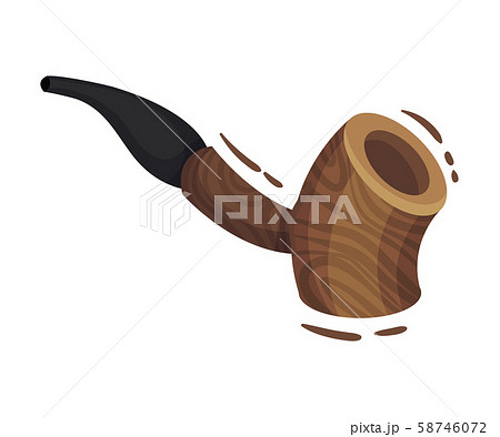 Cannabis Wooden Pipe For Smoking Vector Object Isolated On White Background 58746072