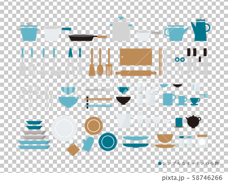 シンプルなキッチンの小物　スモーキーブルー系 58746266