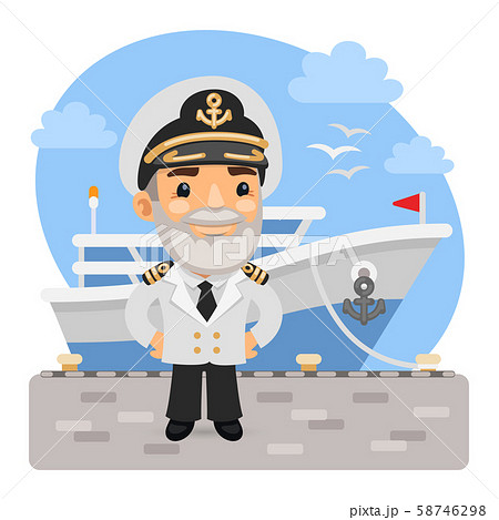 Cartoon Captain with Ship - Stock Illustration [58746298] - PIXTA