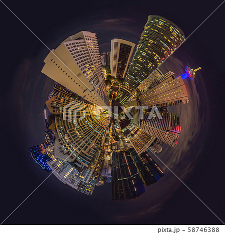 Circular, Stereographic, Polar panorama Kuala lumpur cityscape. Panoramic view of Kuala Lumpur city Circular, Stereographic, Polar panorama Kuala lumpur cityscape. Panoramic view of Kuala Lumpur city 58746388