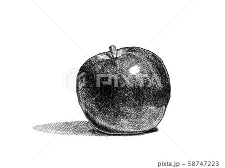 りんご イラスト 手書き 白黒 シモネタ