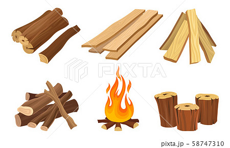 Set Of Wood Logs For Forestry And Lumber のイラスト素材