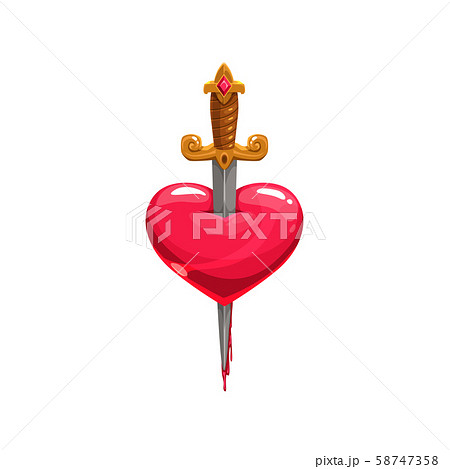 Bleeding heart stabbed by sword isolated Bleeding heart stabbed by sword isolated 58747358