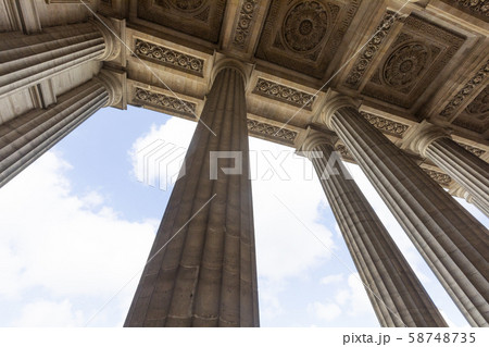 Columns and sculpted ceiling in Paris, France Columns and sculpted ceiling in Paris, France 58748735