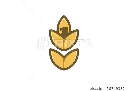 wheat grain agriculture and eagle head logo design 58749382
