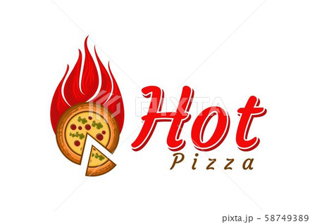 Hot Pizza Vector Logo Lettering Retro Stock Vector (Royalty Free