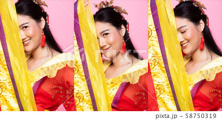 Chinese Traditional Costume Opera woman pink 58750319