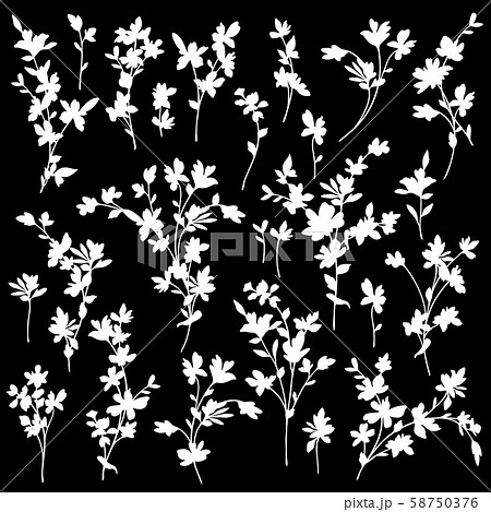 単色な花のシルエット素材のイラスト素材