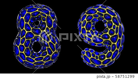 Number set 8, 9 made of realistic 3d render golden shining metallic. Collection of gold shining Number set 8, 9 made of realistic 3d render golden shining metallic. Collection of gold shining 58751299