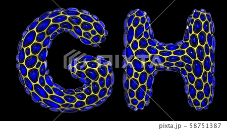 Realistic 3D letters set G, H made of gold shining metal letters. Realistic 3D letters set G, H made of gold shining metal letters. 58751387