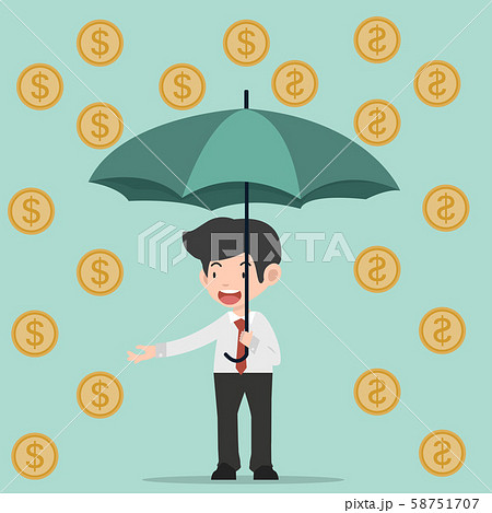 businessman hold umbrella with coin 58751707