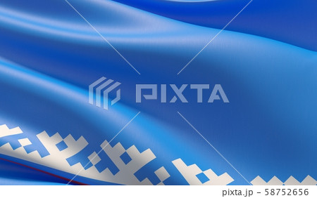 Flag of Nenets Autonomous Okrug. High resolution close-up 3D illustration. Flags of the federal 58752656