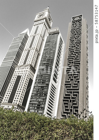 High, modern buildings in the center of Dubai, UAE 58753147