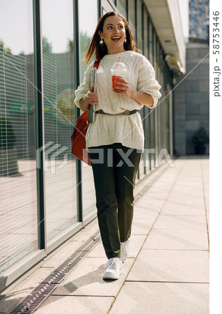 Charming young female being busy at the moment 58753446