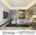 3d rendering beautiful classic luxury bedroom suite in hotel with tv 58753502