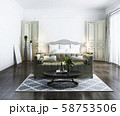 3d rendering beautiful classic luxury bedroom suite in hotel with tv 58753506