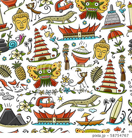 Travel to Indonesia. Seamless pattern for your design 58754767