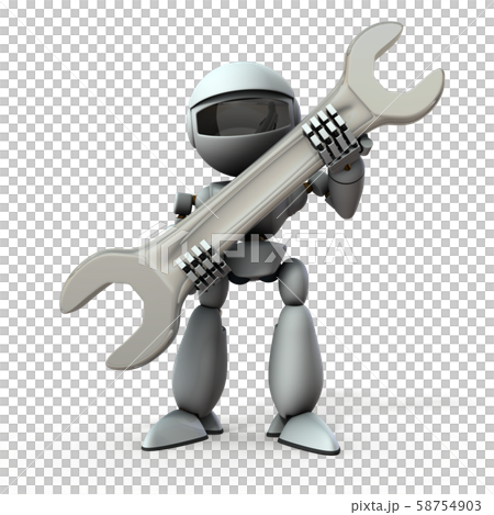 帶大扳手的人工智能機器人 帶大扳手的人工智能機器人 58754903