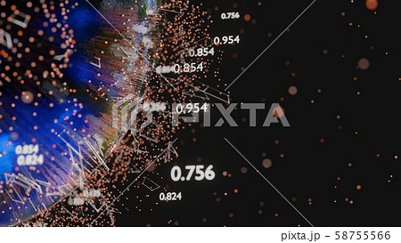 Connection lines and dots around Earth globe 58755566
