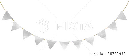 フラッグ 三角 ガーランド 水彩 シルバー グレー 銀 クリスマスのイラスト素材 58755932 Pixta