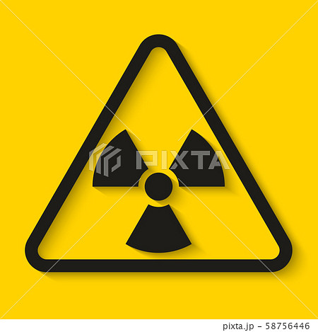 Danger radioactive sign on yellow background. Vector illustration 58756446