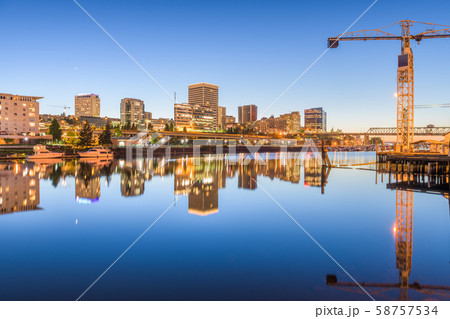 Tacoma, Washington, USA downtown skyline at dusk 58757534