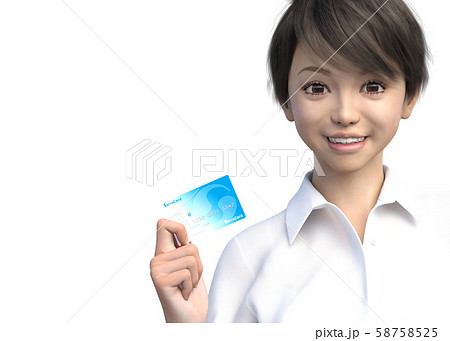 クレジットカードを持つ女性　perming3DCG イラスト素材 58758525