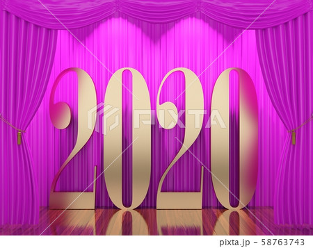 New year 2020,3d rendering of 2019 on stage 58763743