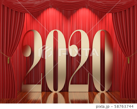 New year 2020,3d rendering of 2019 on stage 58763744
