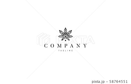 Vector logo on which abstract image of hemp leaves. 58764551