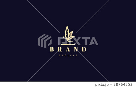Vector gold logo on which an abstract image of a butterfly whose wings are made in the form of Vector gold logo on which an abstract image of a butterfly whose wings are made in the form of 58764552