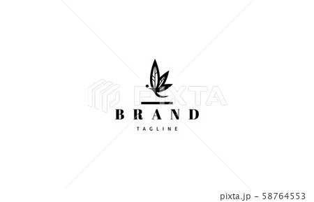 Vector logo on which an abstract image of a butterfly whose wings are made in the form of cannabis Vector logo on which an abstract image of a butterfly whose wings are made in the form of cannabis 58764553