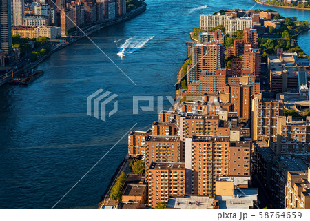 Aerial view of Roosevelt Island in New York Aerial view of Roosevelt Island in New York 58764659
