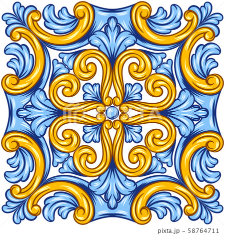 Portuguese azulejo ceramic tile pattern. 58764711