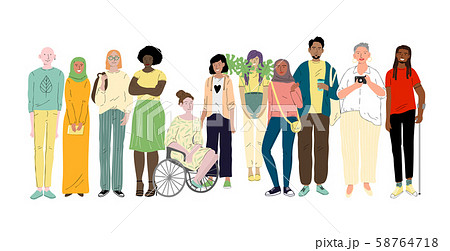 Group of different young people. Social diversity 58764718
