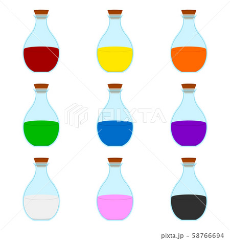Set of Colored Cartoon Magic Elixir Flask Vector Set of Colored Cartoon Magic Elixir Flask Vector 58766694