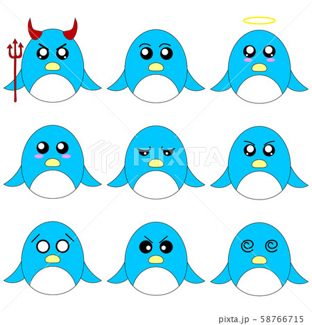Collection of Penguin Smiley Faces Vector 58766715