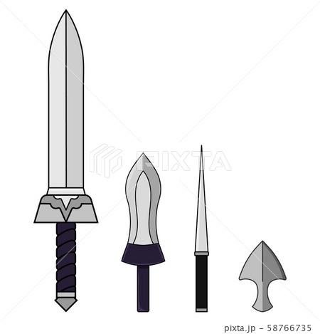 Cartoon Set of Different Swords isolated on white Cartoon Set of Different Swords isolated on white 58766735