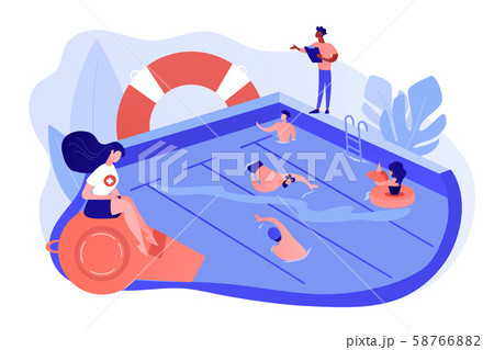 Swimming and lifesaving classes concept vector illustration. Swimming and lifesaving classes concept vector illustration. 58766882