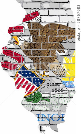 Illinois map on a brick wall Illinois map on a brick wall 58767683